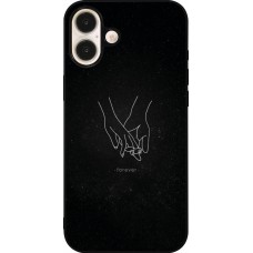 Coque iPhone 16 Plus - Silicone rigide noir Valentine 2023 hands forever