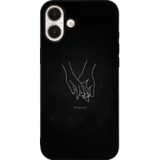 Coque iPhone 16 Plus - Silicone rigide noir Valentine 2023 hands forever