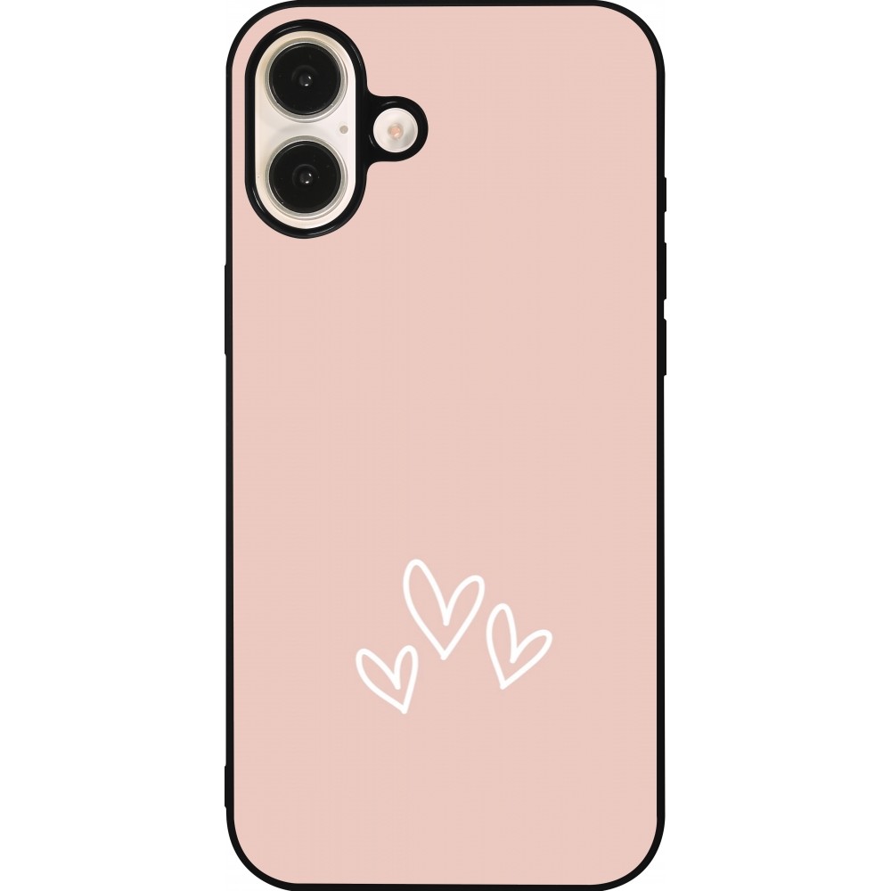 iPhone 16 Plus Case Hülle - Silikon schwarz Valentine 2023 three minimalist hearts