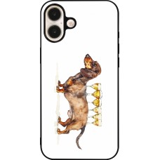 iPhone 16 Plus Case Hülle - Silikon schwarz Wine Teckel