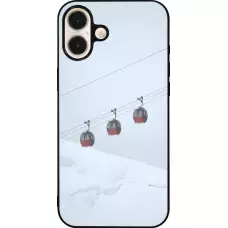 Coque iPhone 16 Plus - Silicone rigide noir Winter 22 ski lift
