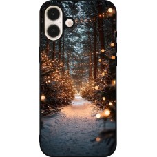 Coque iPhone 16 Plus - Silicone rigide noir Winter 25 Winter snowy road