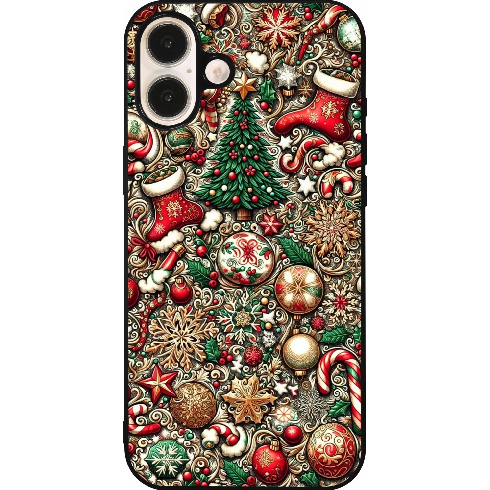 iPhone 16 Plus Case Hülle - Silikon schwarz Weihnachten 2023 Mikromuster