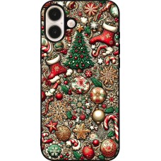 iPhone 16 Plus Case Hülle - Silikon schwarz Weihnachten 2023 Mikromuster