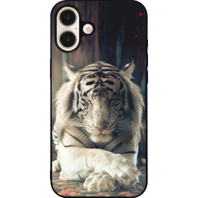 Coque iPhone 16 Plus - Silicone rigide noir Zen Tiger