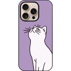 Coque iPhone 16 Pro - Chat sur fond violet