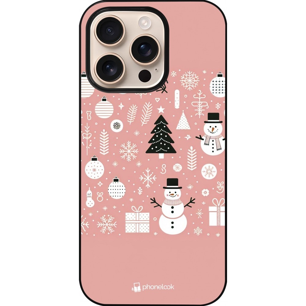 iPhone 16 Pro Case Hülle - Weihnachten 2024 Rose Schneemann Weihnachten