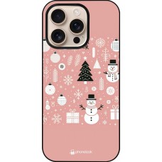 iPhone 16 Pro Case Hülle - Weihnachten 2024 Rose Schneemann Weihnachten