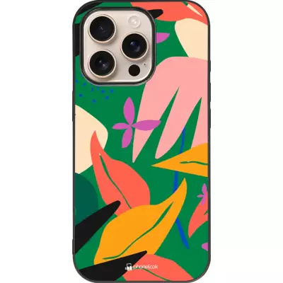 iPhone 16 Pro Case Hülle - Silikon schwarz Abstract Jungle
