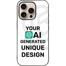 Coque iPhone 16 Pro - Silicone rigide noir 100% unique générée par intelligence artificielle (AI) avec vos idées