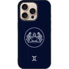 Coque iPhone 16 Pro - Silicone rigide noir Astrologie Gémeaux
