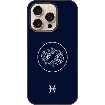 Coque iPhone 16 Pro - Silicone rigide noir Astrologie Poissons