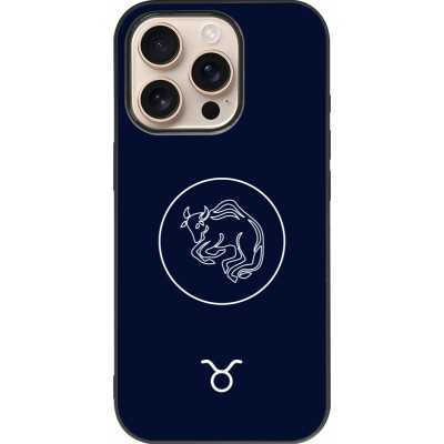 Coque iPhone 16 Pro - Silicone rigide noir Astrologie Taureau