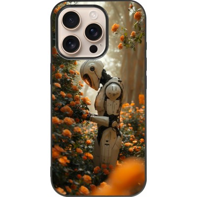 Coque iPhone 16 Pro - Silicone rigide noir Astronaut flowers 2025