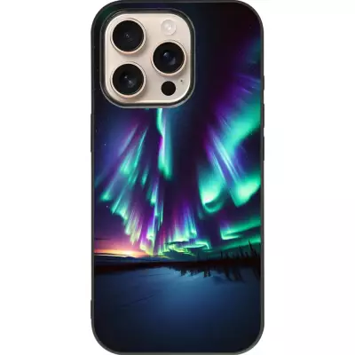iPhone 16 Pro Case Hülle - Silikon schwarz Funkelndes Nordlicht