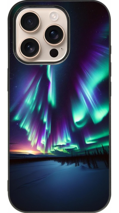 iPhone 16 Pro Case Hülle - Silikon schwarz Funkelndes Nordlicht