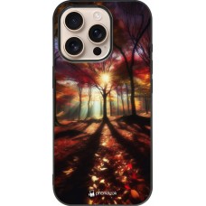 iPhone 16 Pro Case Hülle - Silikon schwarz Herbstlicher goldener Glanz