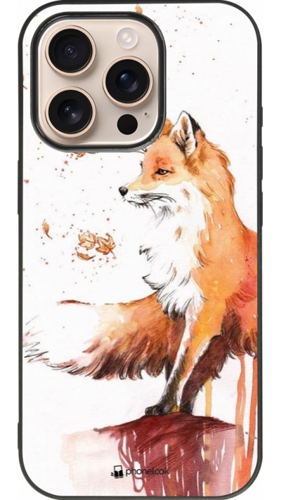 Coque iPhone 16 Pro - Silicone rigide noir Autumn 21 Fox