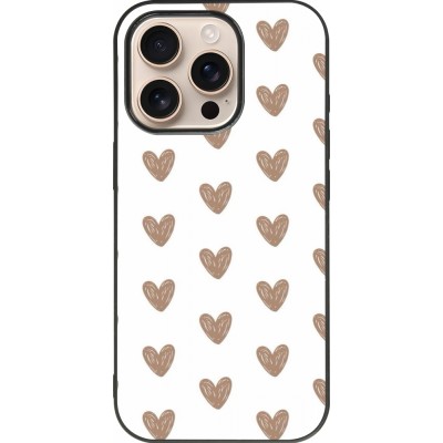 iPhone 16 Pro Case Hülle - Silikon schwarz Autumn 2024 brown hearts