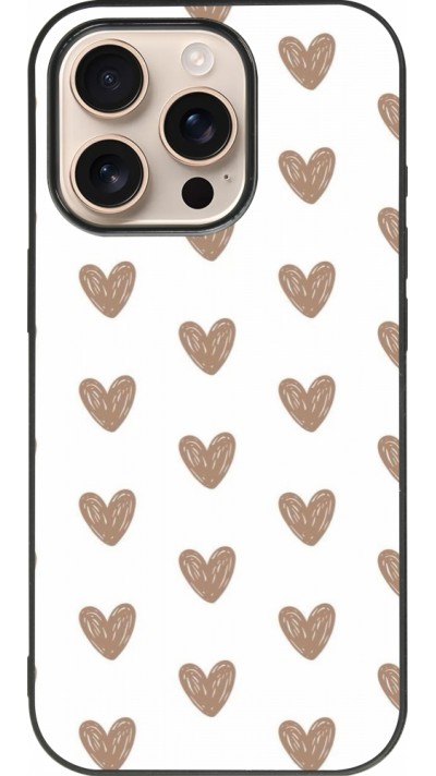 Coque iPhone 16 Pro - Silicone rigide noir Autumn 2024 brown hearts