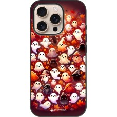 Coque iPhone 16 Pro - Silicone rigide noir Fantômes automne mignons