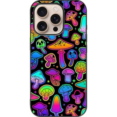 Coque iPhone 16 Pro - Silicone rigide noir Autumn 2024 magic mushrooms