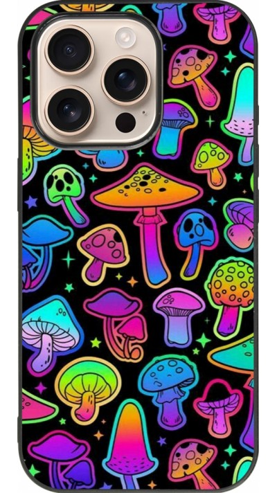 Coque iPhone 16 Pro - Silicone rigide noir Autumn 2024 magic mushrooms
