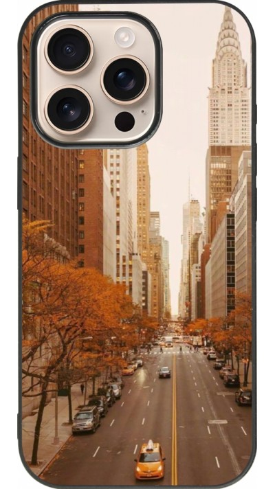 Coque iPhone 16 Pro - Silicone rigide noir Autumn 2024 New York city