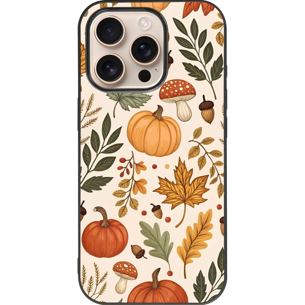 Coque iPhone 16 Pro - Silicone rigide noir Autumn 25 Autumn pattern