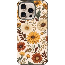 Coque iPhone 16 Pro - Silicone rigide noir Autumn 25 Flower pattern