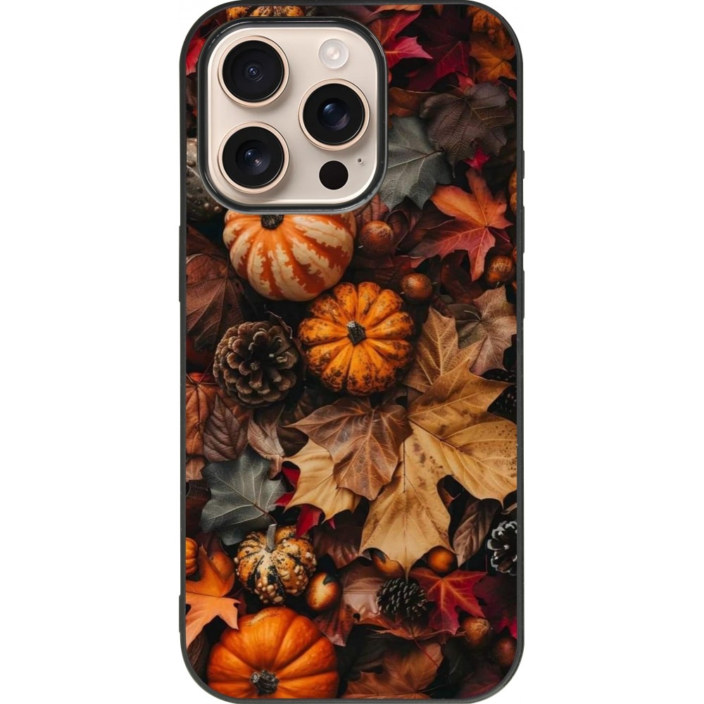 iPhone 16 Pro Case Hülle - Silikon schwarz Autumn 25 Pumpkin