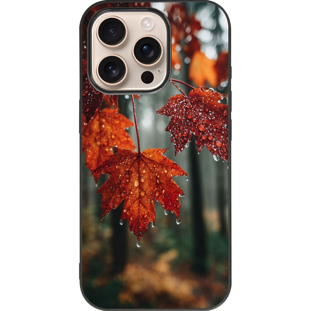 Coque iPhone 16 Pro - Silicone rigide noir Autumn 25 Rain