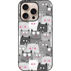 iPhone 16 Pro Case Hülle - Silikon schwarz Katzenschwärme