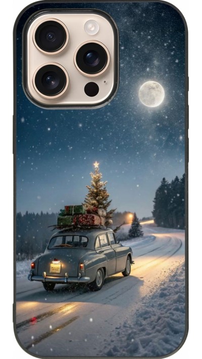 Coque iPhone 16 Pro - Silicone rigide noir Christmas 25 Car with Tree Xmas
