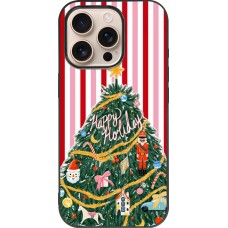 Coque iPhone 16 Pro - Silicone rigide noir Christmas 25 Happy Holiday