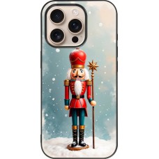 Coque iPhone 16 Pro - Silicone rigide noir Christmas 25 Nutcracker Snow