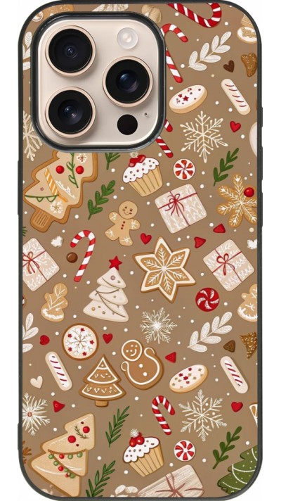 Coque iPhone 16 Pro - Silicone rigide noir Christmas 25 Pattern Ginger Cookie
