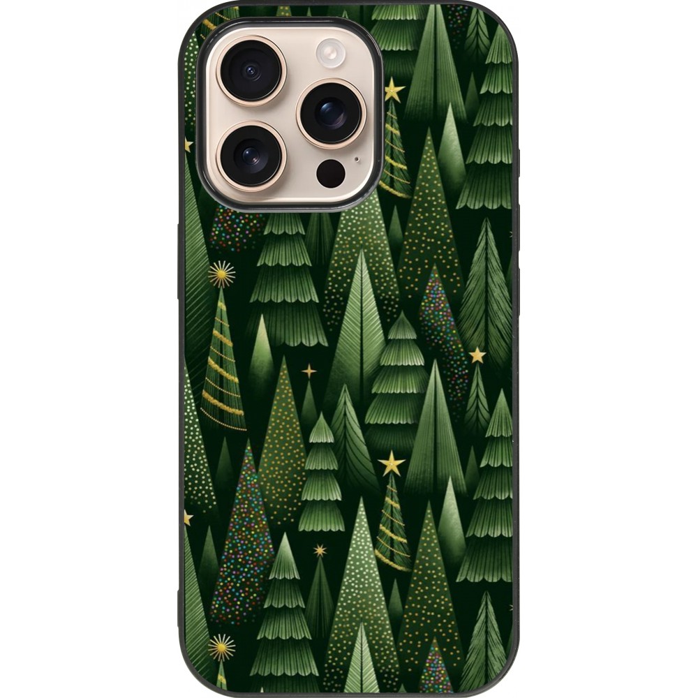 Coque iPhone 16 Pro - Silicone rigide noir Christmas 25 Pattern Xmas Tree
