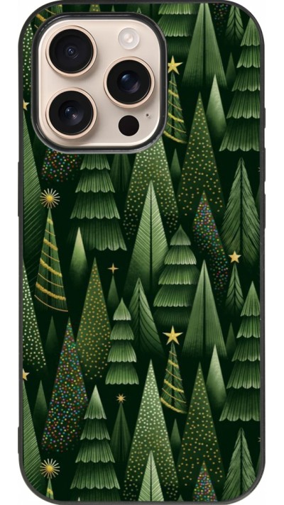 Coque iPhone 16 Pro - Silicone rigide noir Christmas 25 Pattern Xmas Tree