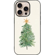 Coque iPhone 16 Pro - Silicone rigide noir Christmas 25 Sketch Tree