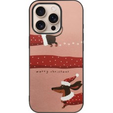 Coque iPhone 16 Pro - Silicone rigide noir Christmas 25 Teckel Merry Xmas