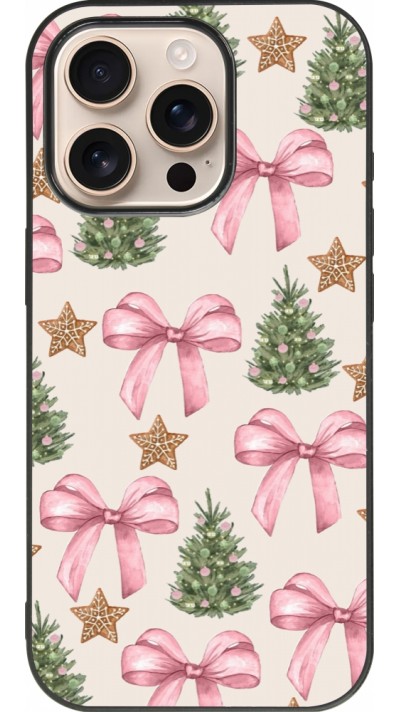 Coque iPhone 16 Pro - Silicone rigide noir Christmas 25 Vintage Ribbons