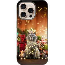 Coque iPhone 16 Pro - Silicone rigide noir Christmas 25 Xmas Cat