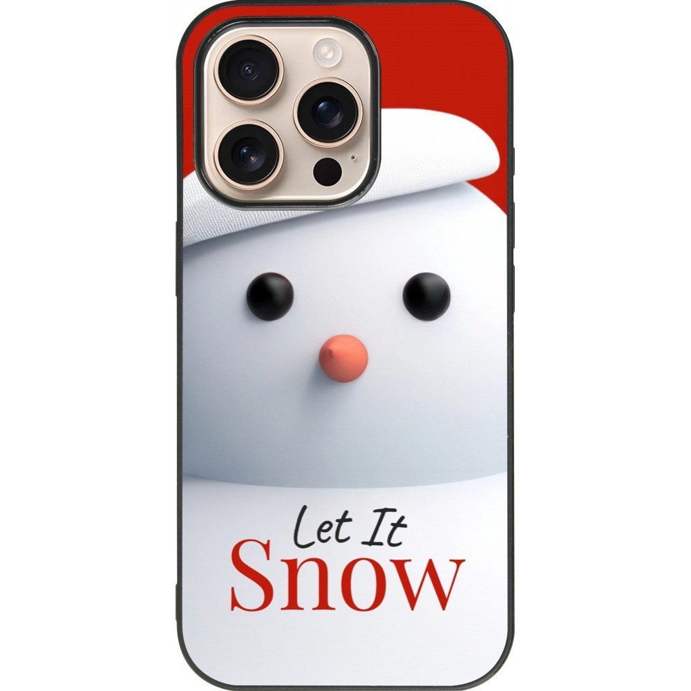 Coque iPhone 16 Pro - Silicone rigide noir Christmas 25 Xmas Snowman