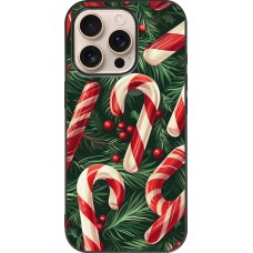 Coque iPhone 16 Pro - Silicone rigide noir Christmas 25 Xmas Stick