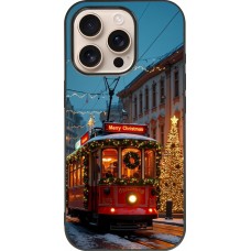 Coque iPhone 16 Pro - Silicone rigide noir Christmas 25 Xmas Train
