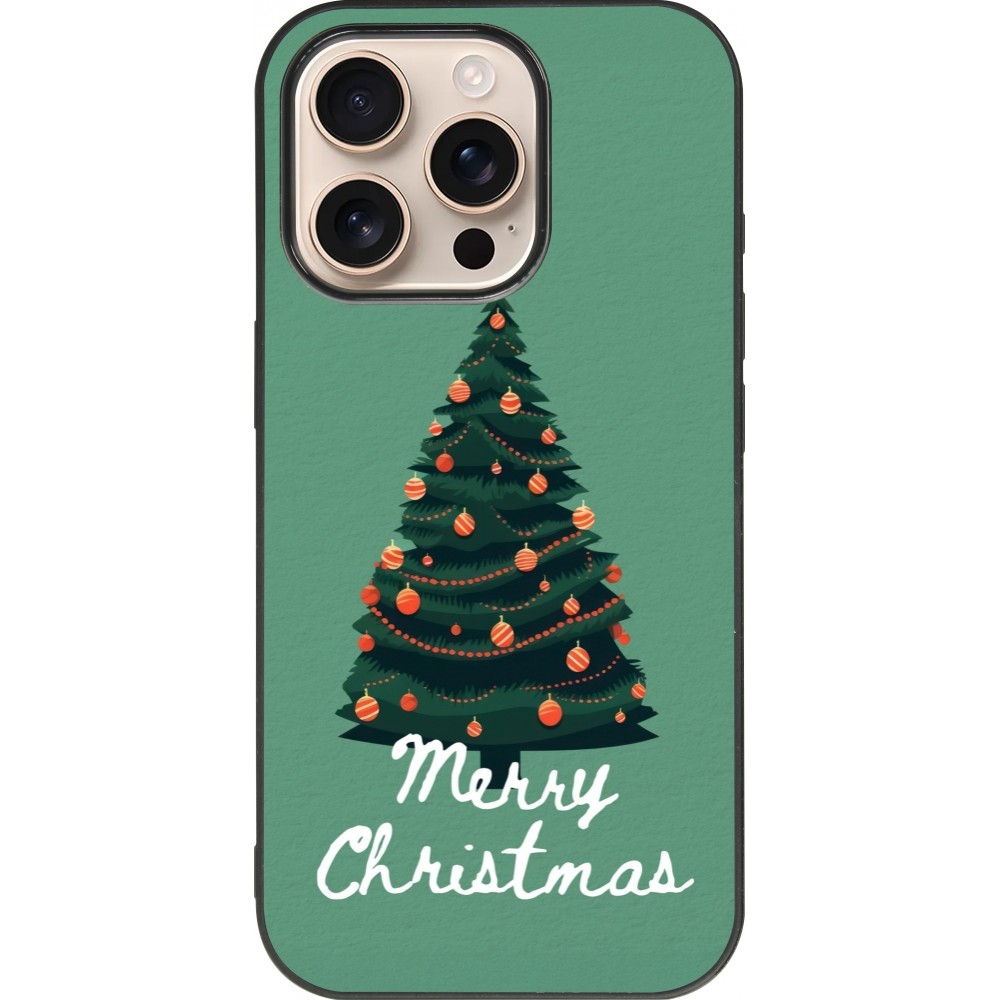 Coque iPhone 16 Pro - Silicone rigide noir Christmas 25 Xmas Tree