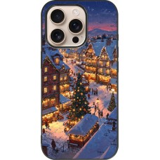 Coque iPhone 16 Pro - Silicone rigide noir Christmas 25 Xmas Village