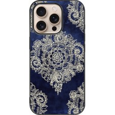 Coque iPhone 16 Pro - Silicone rigide noir Cream Flower Moroccan