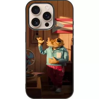 iPhone 16 Pro Case Hülle - Silikon schwarz Dancing frog DTMF